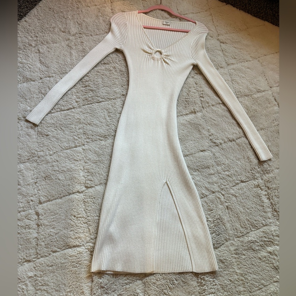 Abercrombie Ribbed Knit White Dress